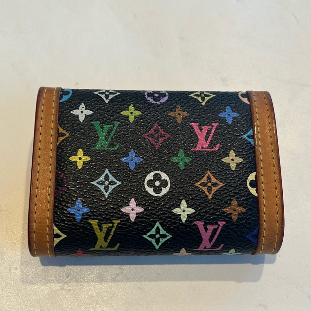 SOLD - Louis Vuitton Murakami Black Multicolor Porte Monnaie Plat Coin Purse - Picture 5 of 16